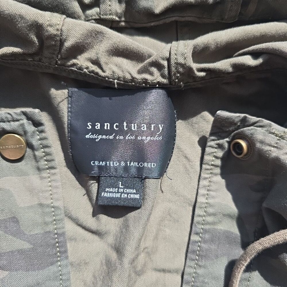 Sanctuary Hoodie Jacket Women's Camo Top w/ Snaps, Pockets L/S Green L - Picture 5 of 9
